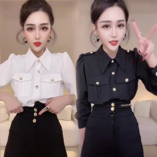 修身 韩版 显瘦时尚 衬衫 OL通勤衬衣 欧洲站2026年秋季 女职业工装 新款