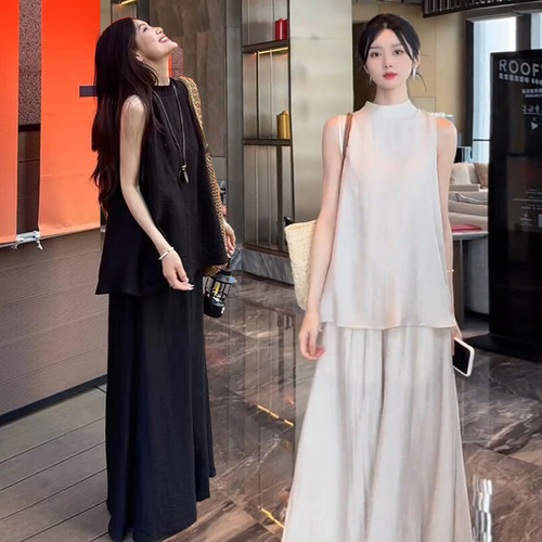 松弛感简约老钱风时尚套装女夏