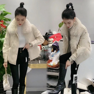 2026冬季新款韩版时尚PU皮外套女派克服皮毛一体加棉厚真狐狸毛领