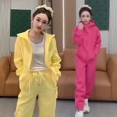 休闲连帽卫衣外套百搭束脚裤 春秋新款 时尚 女韩版 两件套 运动服套装