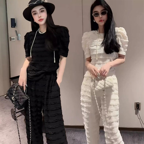 洋气时尚套装直筒阔腿裤两件套