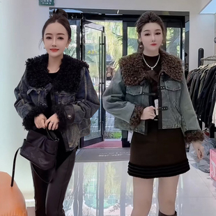 2026秋冬季爆款超好看加棉牛仔外套女短款复古翻毛领保暖棉服棉衣