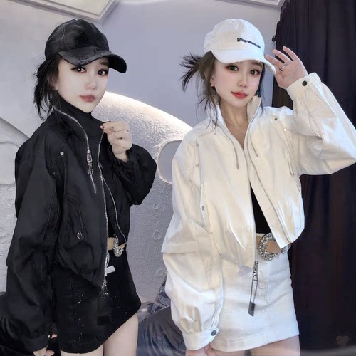 韩版时尚休闲夹克女2026春秋新款立领小众设计感百搭酷帅短款外套