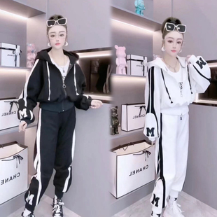 2026年春秋新款韩版时尚休闲运动套装女拉链开衫外套小脚裤两件套