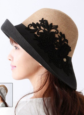 日本制AMACA女遮阳帽优雅蕾丝太阳帽UV屏蔽率99%以上15周年限定款