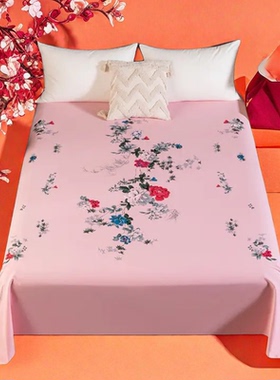 床单单件纯棉100全棉 新疆长绒棉大花牡丹花上海老式床单180x200