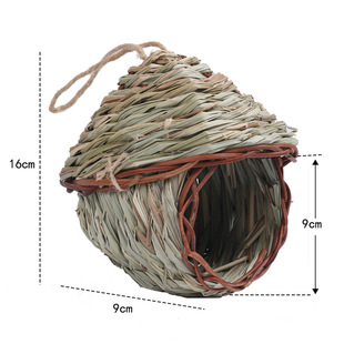 跨境爆款草编鸟窝手工编织球形圆口鸟巢鹦鹉保暖鸟屋庭院造景用品
