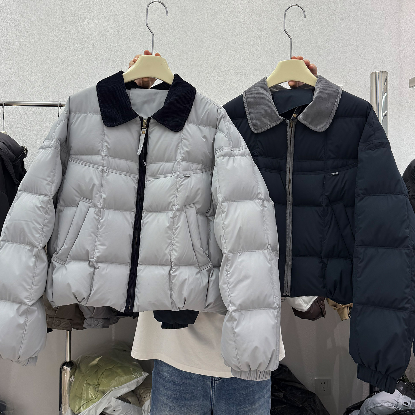 小翻领面包服羽绒服女短款