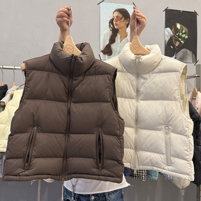 简约休闲羽绒马甲女短款90白鸭绒