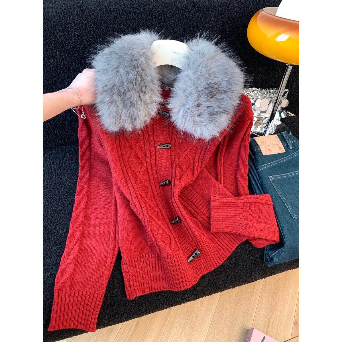 东大门小众高级感毛领外套女2025年冬季新款今年爆款流行开衫上衣