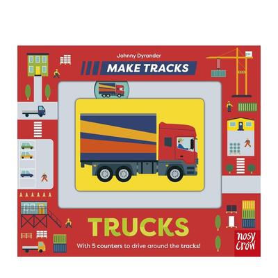 【预售】【滑轨机关书】卡车 【Make Tracks】Trucks 原版英文儿童绘本