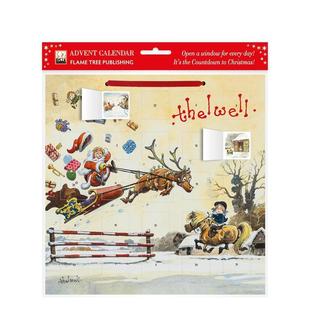 含贴纸 诺曼?塞尔韦尔：圣诞老人跳马降临日历 Norman Thelwell 日历图书书籍 原版 预售