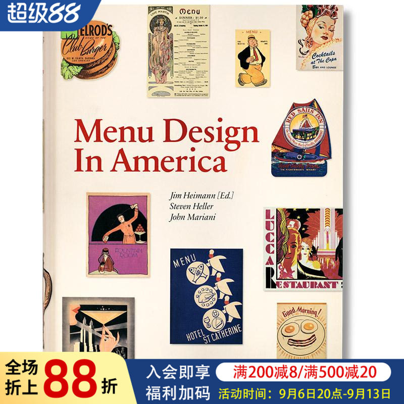 【现货】【TASCHEN】美国菜单设计 Menu Design In America 1850-1985 原版英文印刷版式色彩设计进口图书