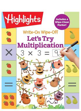【预售】书写擦除 让我们尝试乘法 Write-On Wipe-Off Let's Try Multiplication 原版英文儿童趣味 进口图书