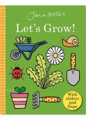 【现货】让我们一起种植 Jane Foster's Let's Grow 英文原版低幼儿童纸板推拉操作图画书0-3岁种植活动 英语学习绘本