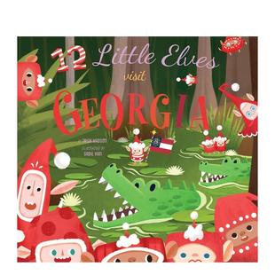 Elves 英文儿童绘本 原版 Georgia Visit Little 圣诞数数绘本 只小精灵拜访格鲁吉亚 预售