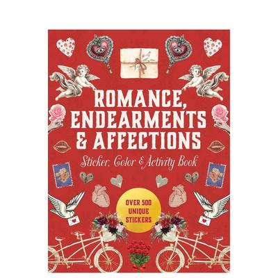 【预售】浪漫、亲昵和情愫贴纸、涂色和活动书 Romance， Endearments & Affections Sticker原版英文生活综合图书