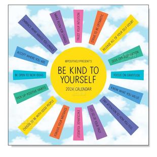 Present Calendar日历 现货 挂历Positively Andrews DiPirro 2024 保持乐观：2024 图书进口外版 原版 Wall McMeel 书籍Dani
