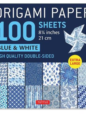 【现货】折纸100张蓝色和白色 8 1/4 英寸(21 厘米) Origami Paper 100 sheets Blue & White 8 1/4