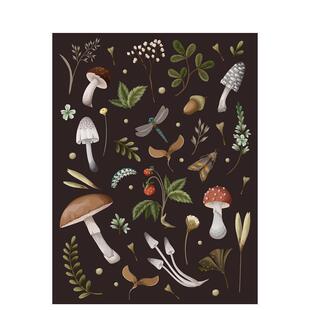 【预售】横条笔记本 - 蘑菇图案 Mushroom Lined Journal 原版笔记本图书