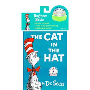 【预售】【苏斯博士】书+CD·戴高帽的猫 【Dr. Seuss】Book+CD The Cat in the Hat  原版英文儿童绘本图书