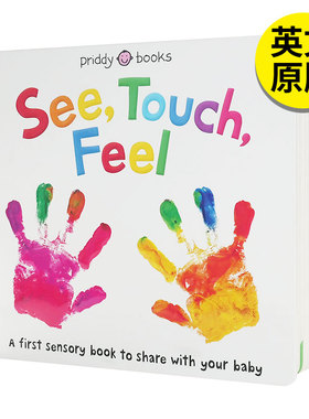 【现货】See, Touch, Feel:A First Sensory Book 触觉视觉嗅觉感官认知 宝宝触摸书0-3岁 英文原版低幼儿童早教启蒙绘本纸板书