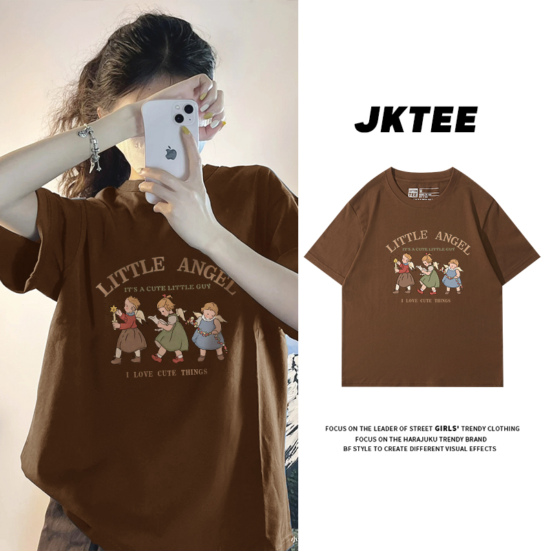 纯棉印花短袖t恤女宽松夏