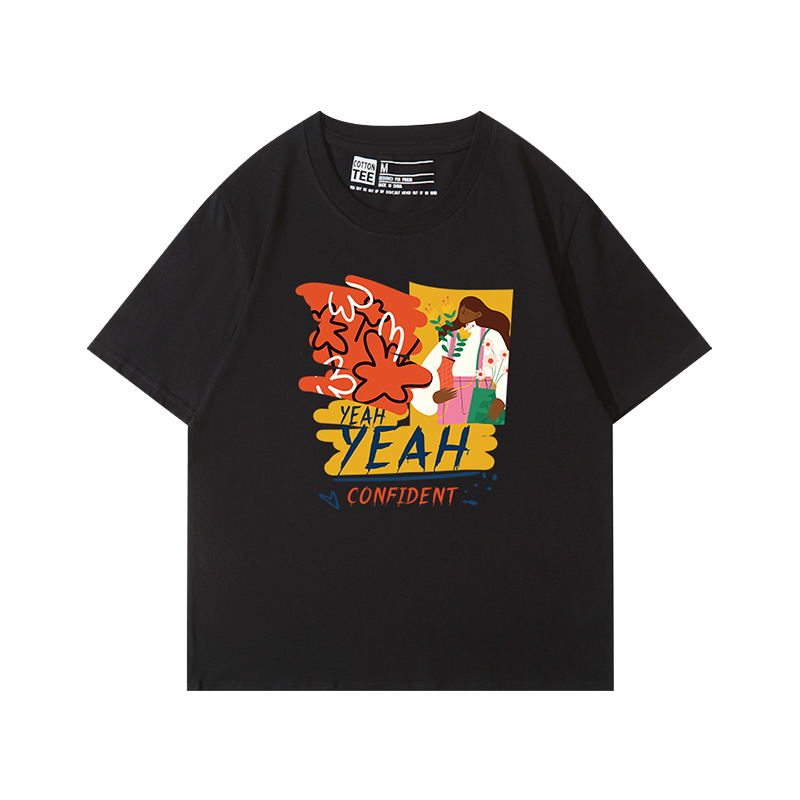 纯棉印花短袖t恤女宽松夏