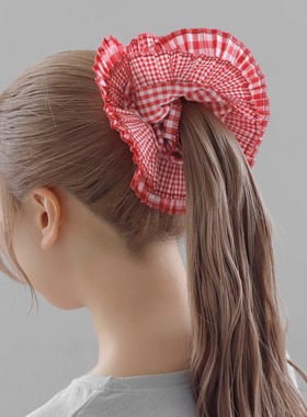 日本本土Ane mone格纹大肠发圈甜美可爱韩系扎头绳马尾大发圈