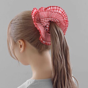 日本本土Ane mone格纹大肠发圈甜美可爱韩系扎头绳马尾大发圈