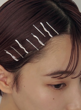 日本本土代购GOLDY日系金色波浪碎发一字夹金属银色刘海夹8个装