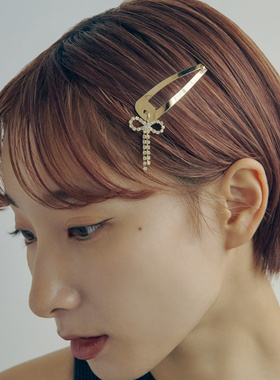 日本本土代购goldy金属百搭水钻蝴蝶结三角形鸭嘴夹发夹侧边边夹
