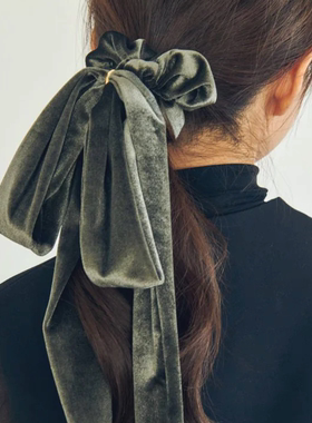 日本本土代购Goldy大肠发圈甜美蝴蝶结飘带发圈布艺丝绒马尾头绳