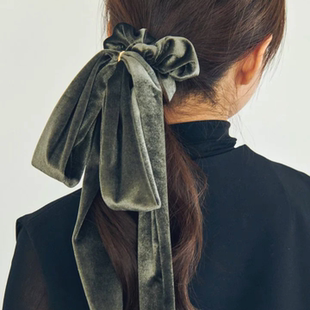 日本本土Goldy大肠发圈甜美蝴蝶结飘带发圈布艺丝绒马尾头绳