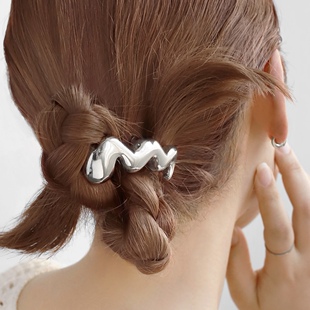 日本本土anemone金属波浪马尾钩头绳扎发百搭简约马尾勾头饰