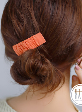 日本本土ane mone甜美糖果色布艺褶皱发卡可爱日系侧边刘海夹