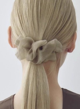 日本本土代购Goldy新款弹簧夹网纱高级感气质束发夹简约马尾发夹