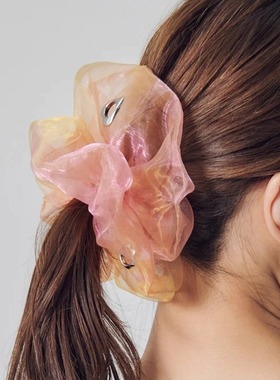 日本本土代购goldy多巴胺风渐变色网纱大肠发圈女甜妹感扎头绳