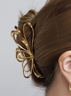 日本本土Ane mone金属抓夹金色发夹银色鲨鱼夹简约发抓大号