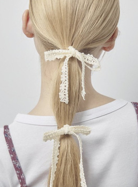 日本本土代购GOLDY蕾丝发饰马尾发勾ins发饰可爱蝴蝶结发箍两个装