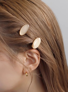 日本本土Ane mone刘海发夹鸭嘴夹一字夹椭圆形迷你夹子3件套