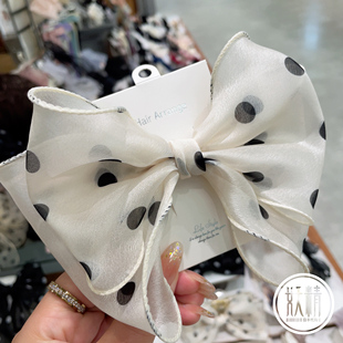 日本本土波点蝴蝶结弹簧夹发饰大号发夹可爱洋气马尾发饰发夹