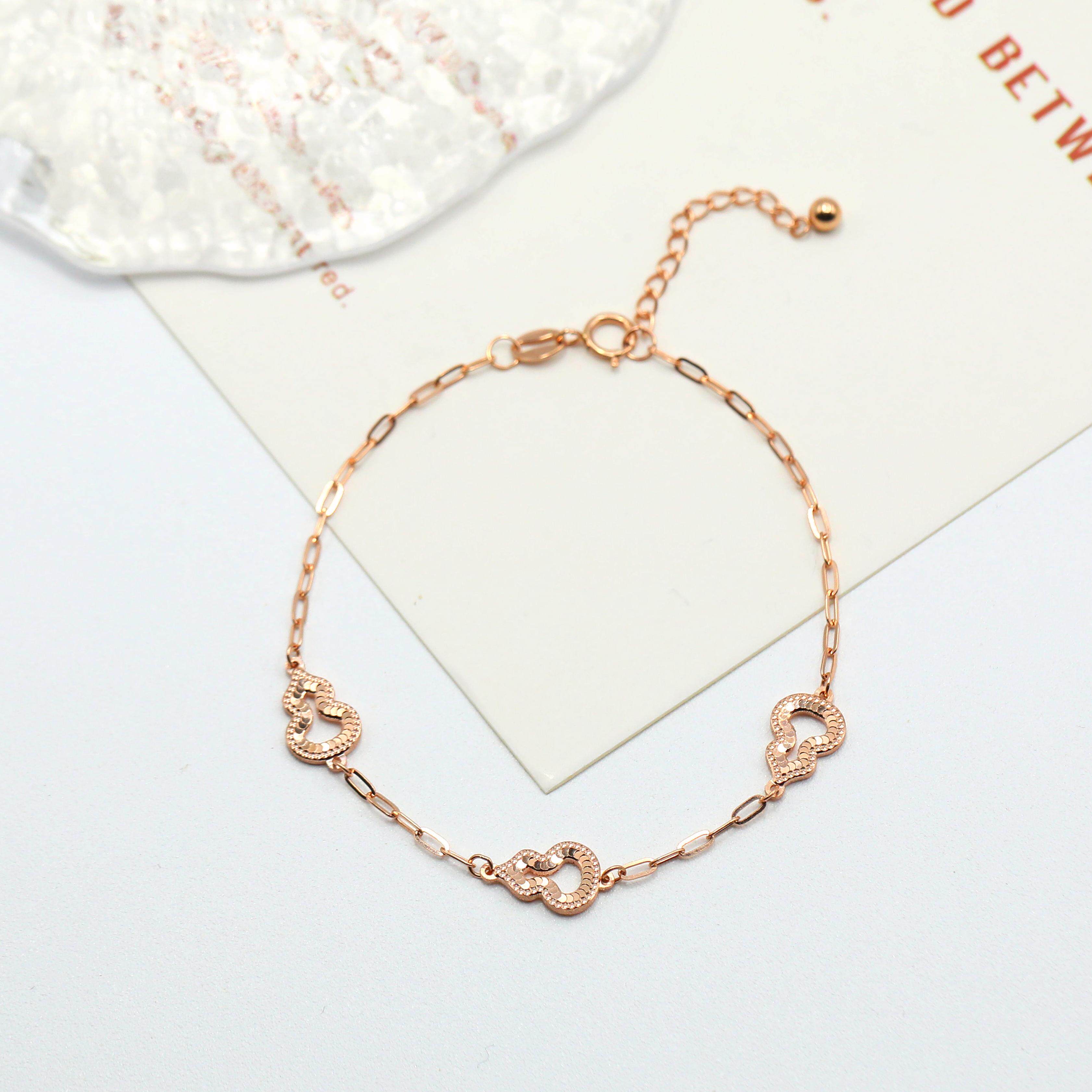 弥高18k玫瑰金黄金白金福禄轻奢车花葫芦时尚手链