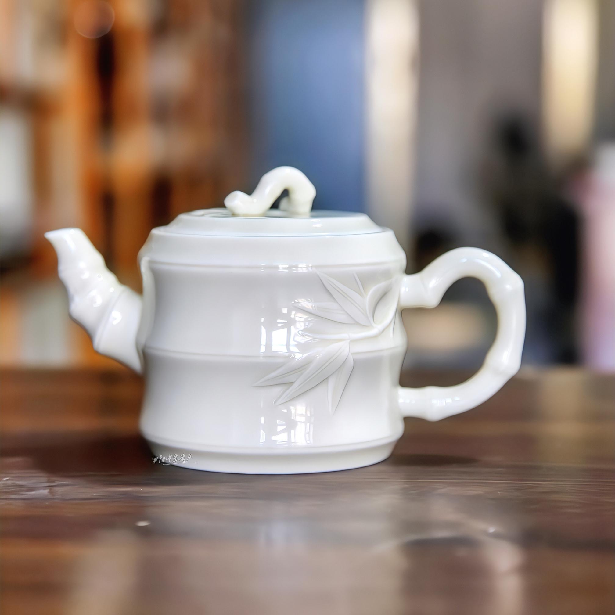 曲阳秋鸿定瓷茶具定窑白瓷茶壶图片