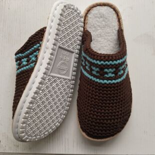 孺子牛新款舒心保暖羊羔绒面软底鞋底秋冬防滑耐磨款布条成品拖鞋