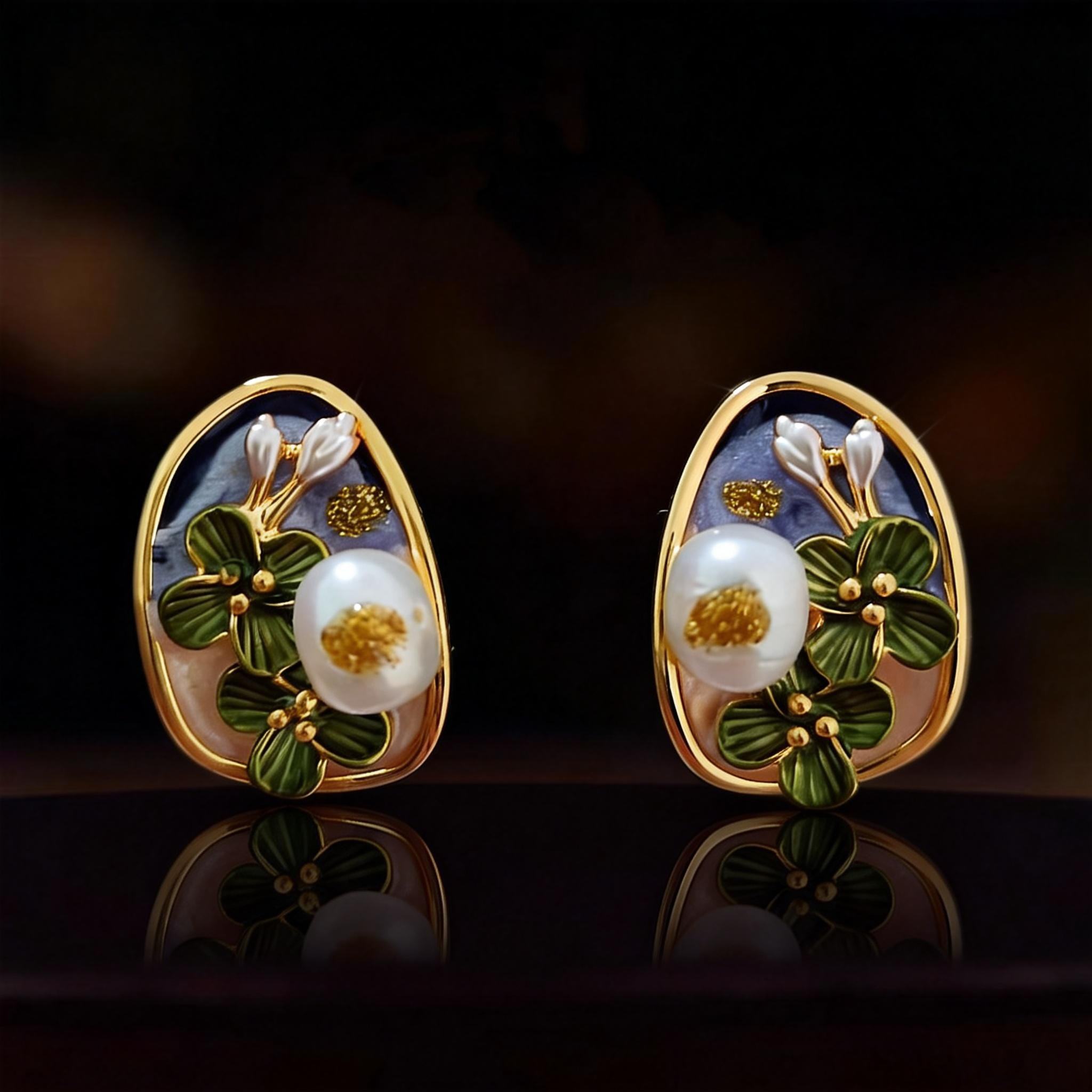 2026年新款潮耳饰复古气质珍珠油画莫奈的花园耳环女小众设计感,饰品/流行首饰/时尚饰品新,耳环,淘宝优惠券,粉丝福利购,淘宝优惠卷