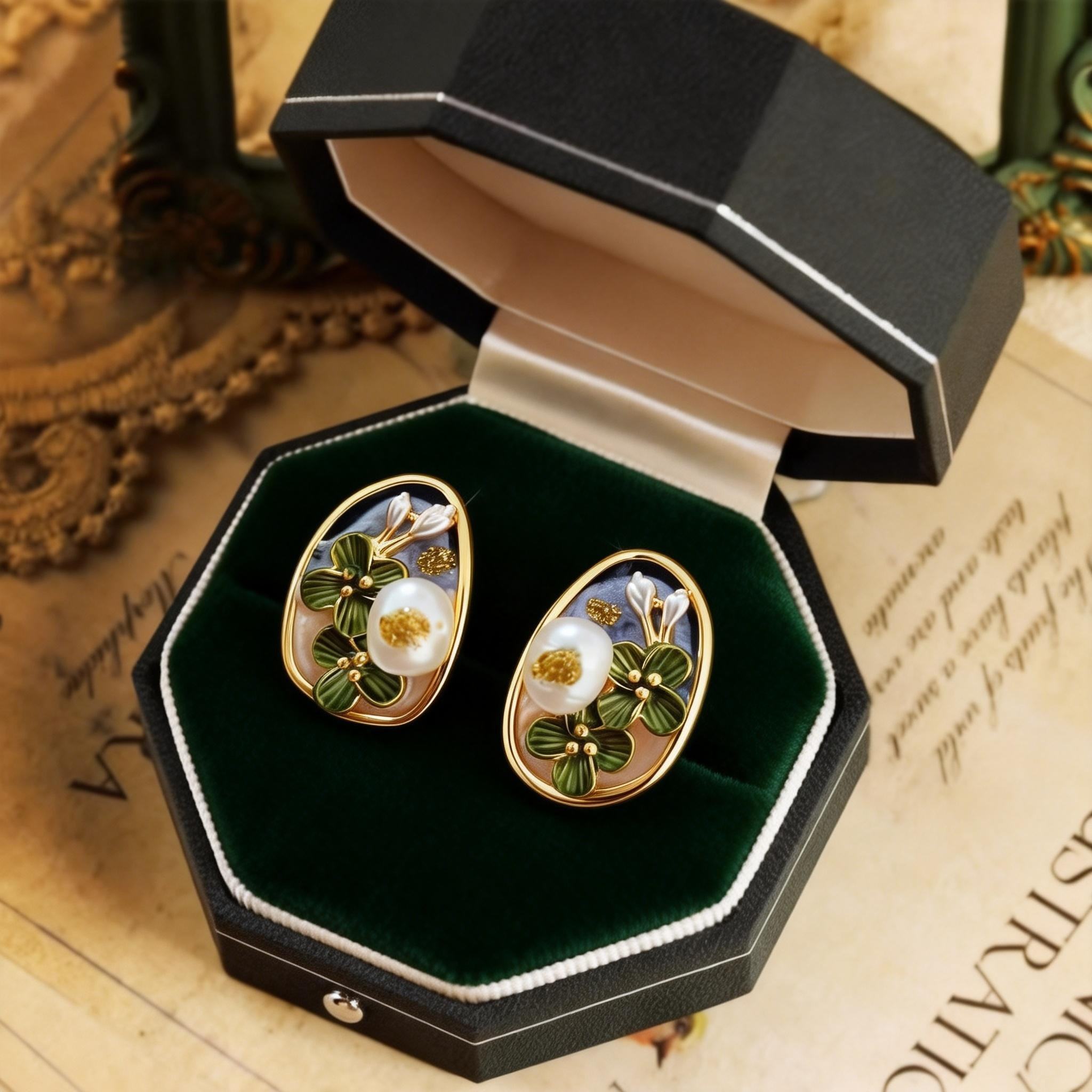 2026年新款潮耳饰复古气质珍珠油画莫奈的花园耳环女小众设计感,饰品/流行首饰/时尚饰品新,耳环,淘宝优惠券,粉丝福利购,淘宝优惠卷