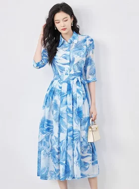 2417808-深圳南油法式气质女人味轻奢印花雪纺连衣裙子夏季新2024