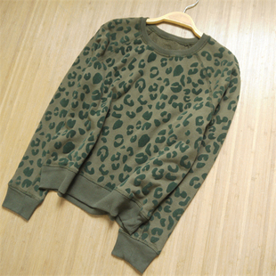 春秋女装休闲卫衣圆领螺纹套头宽松休闲短上衣棉质衫植绒花