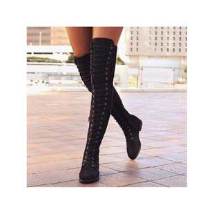boots lace New leather women long style